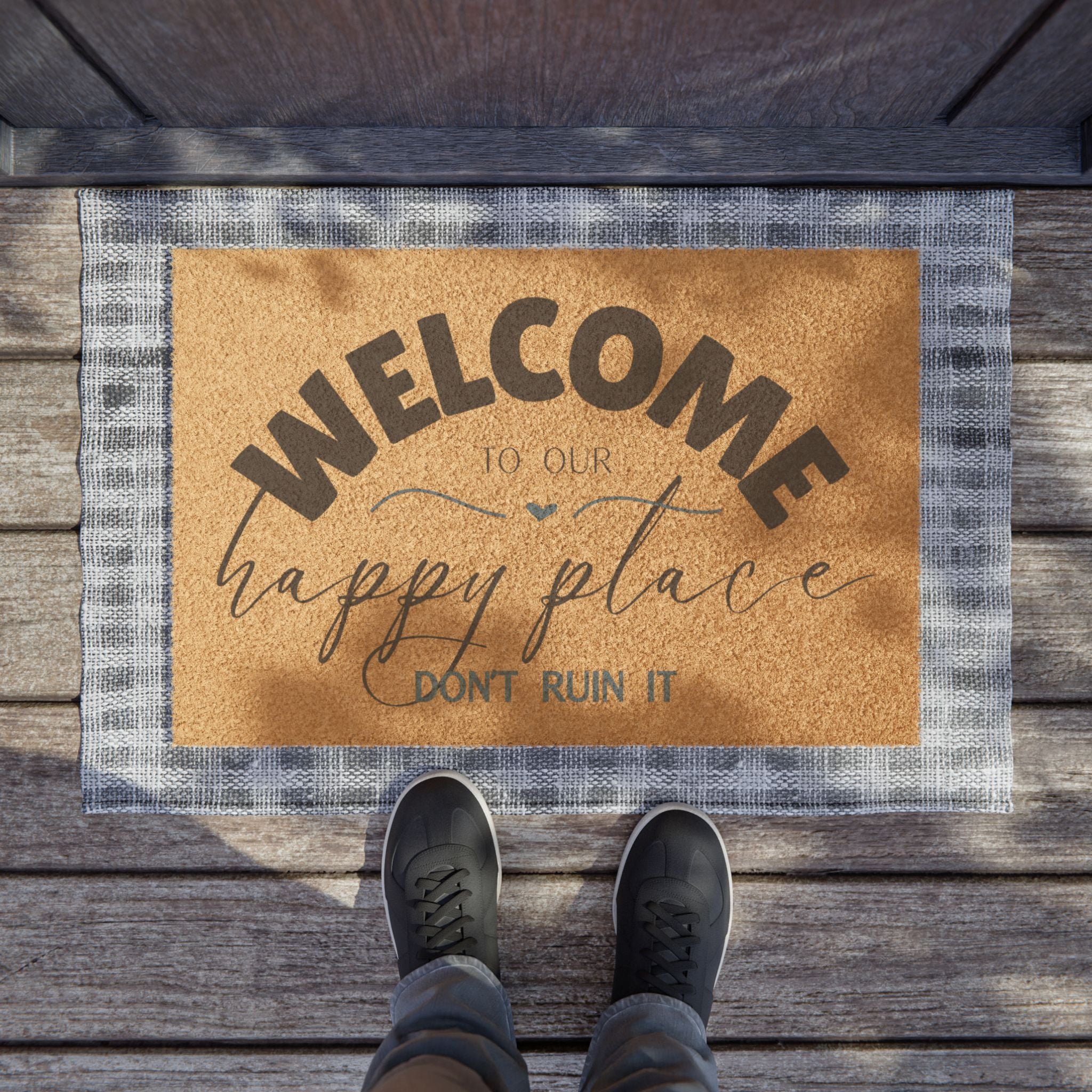 Doormat - Welcome Doormat - Happy Place, Don't Ruin It - Cozy Home Accessory