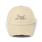 Present Not Perfect Distressed Cap - Trendy Unisex Hat for Casual Wear
