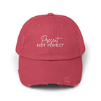Present Not Perfect Distressed Cap - Trendy Unisex Hat for Casual Wear