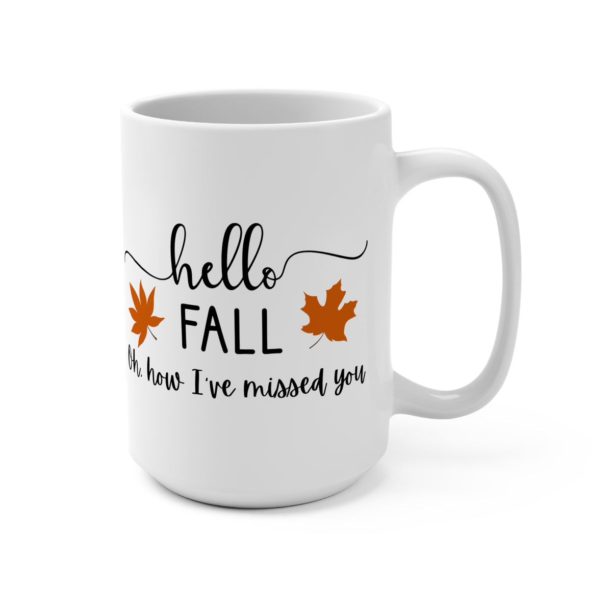 Hello Fall Mug - 15oz Seasonal Coffee Cup, Autumn Drinkware, Cozy Home Gift, Thanksgiving Decor, Fall Aesthetic