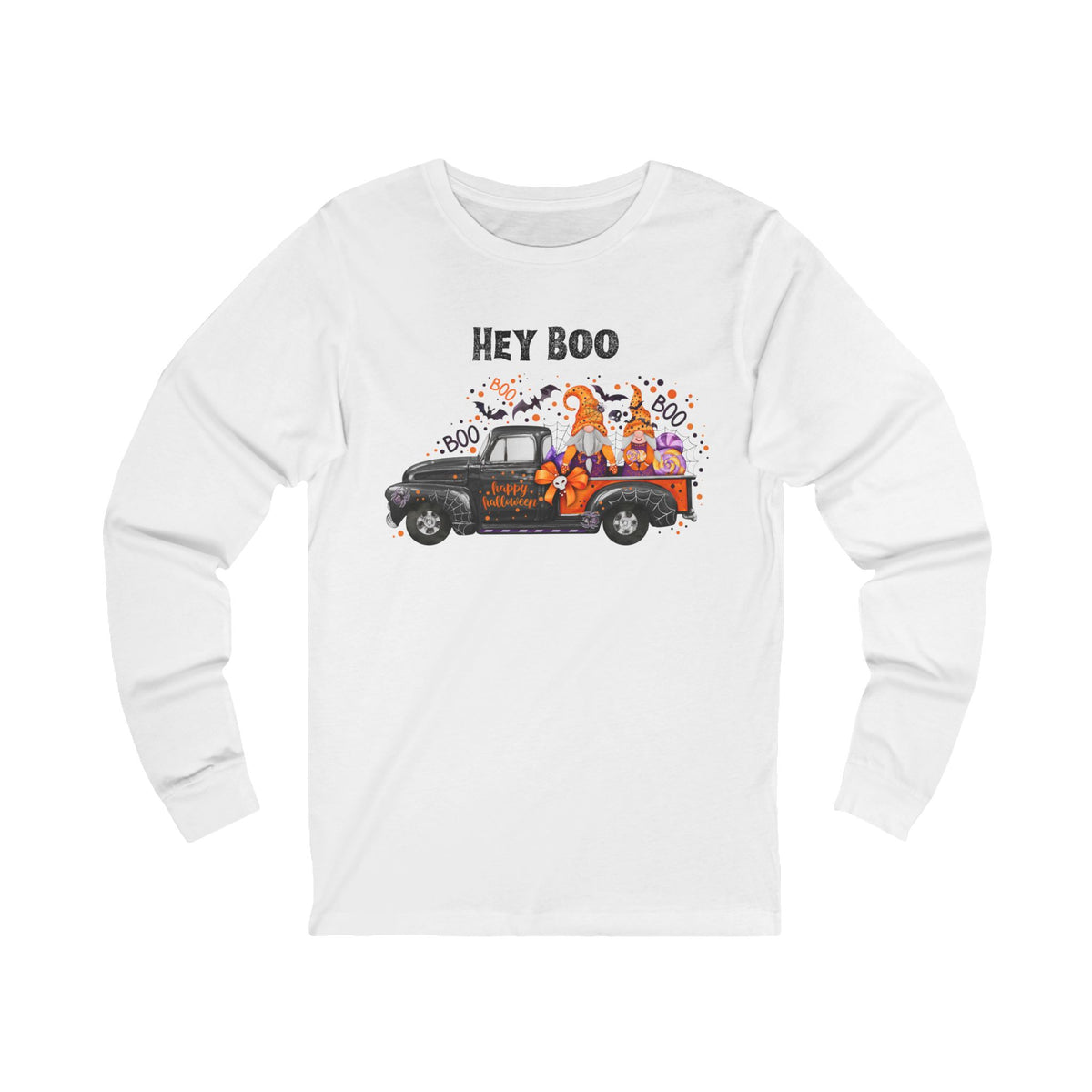 Halloween Fun Unisex Long Sleeve Tee, Spooky Shirt, Hey Boo Top, Autumn Fashion, Casual Wear, Halloween Party Shirt