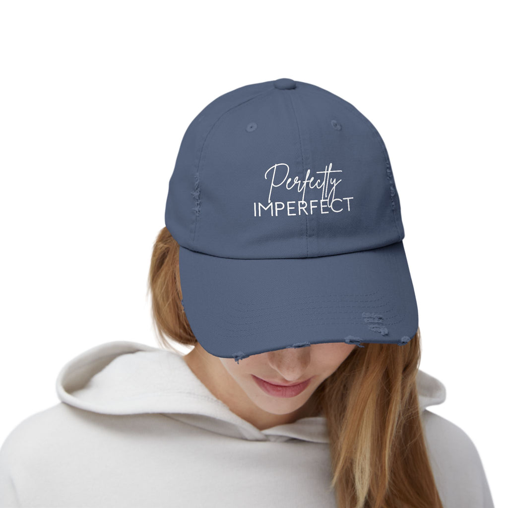 Perfectly Imperfect Distressed Cap - Trendy Unisex Hat for Casual Wear
