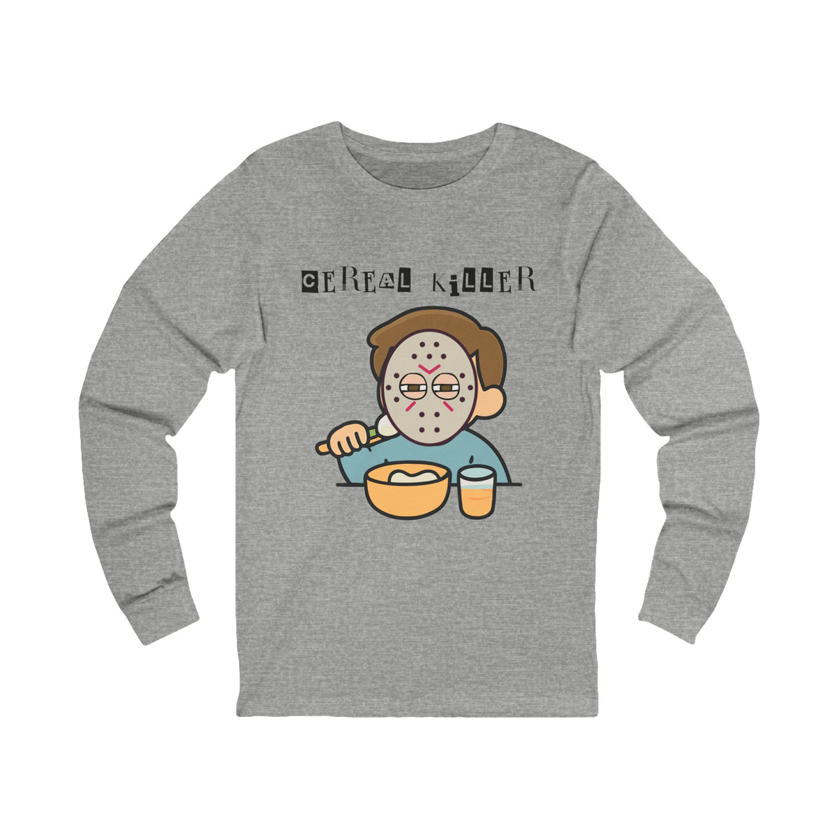 Cereal Killer Long Sleeve Tee, Funny Graphic Tee, Unisex Comfort Tee, Halloween Apparel, Quirky Gift Idea