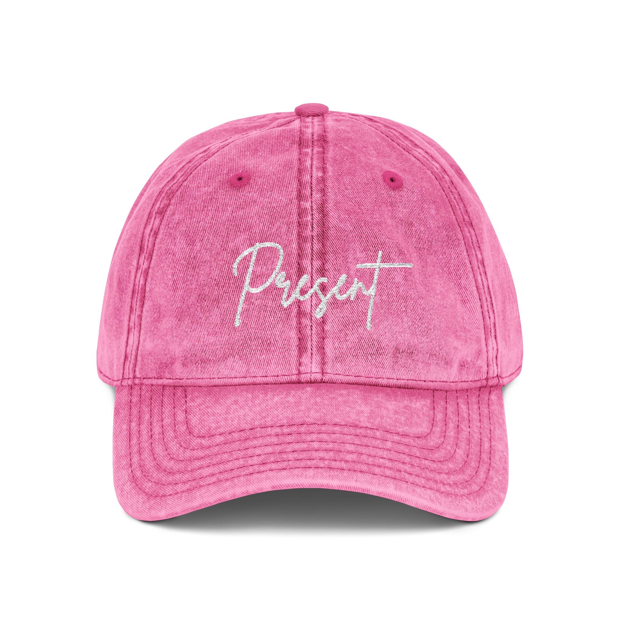 Vintage Embroidered Cap - 'Present' & 'Not Perfect'