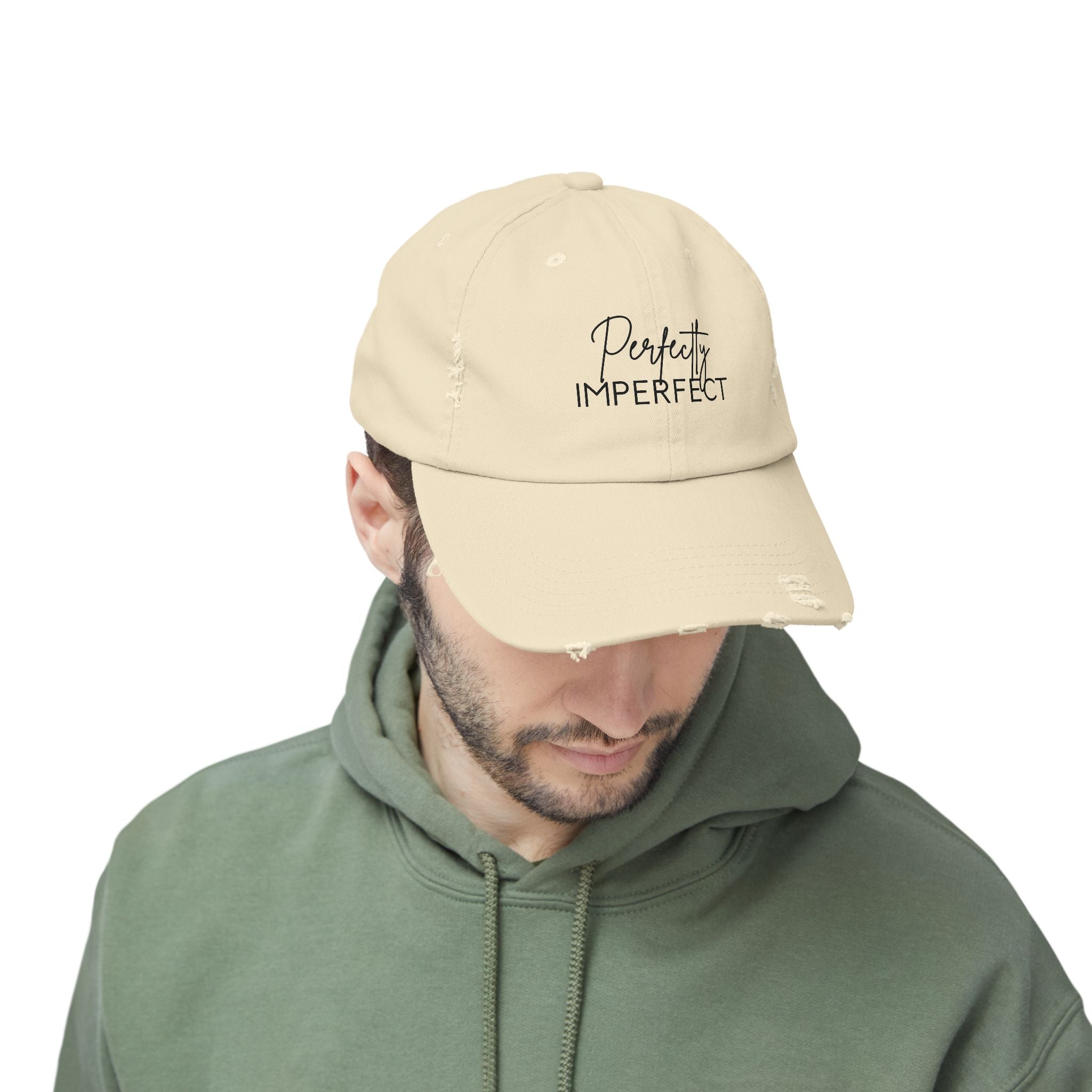 Perfectly Imperfect Distressed Cap - Trendy Unisex Hat for Casual Wear
