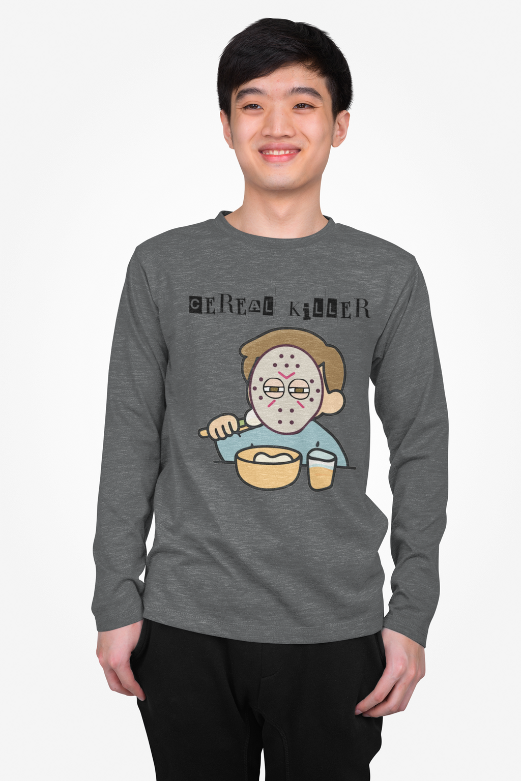 Cereal Killer Long Sleeve Tee, Funny Graphic Tee, Unisex Comfort Tee, Halloween Apparel, Quirky Gift Idea