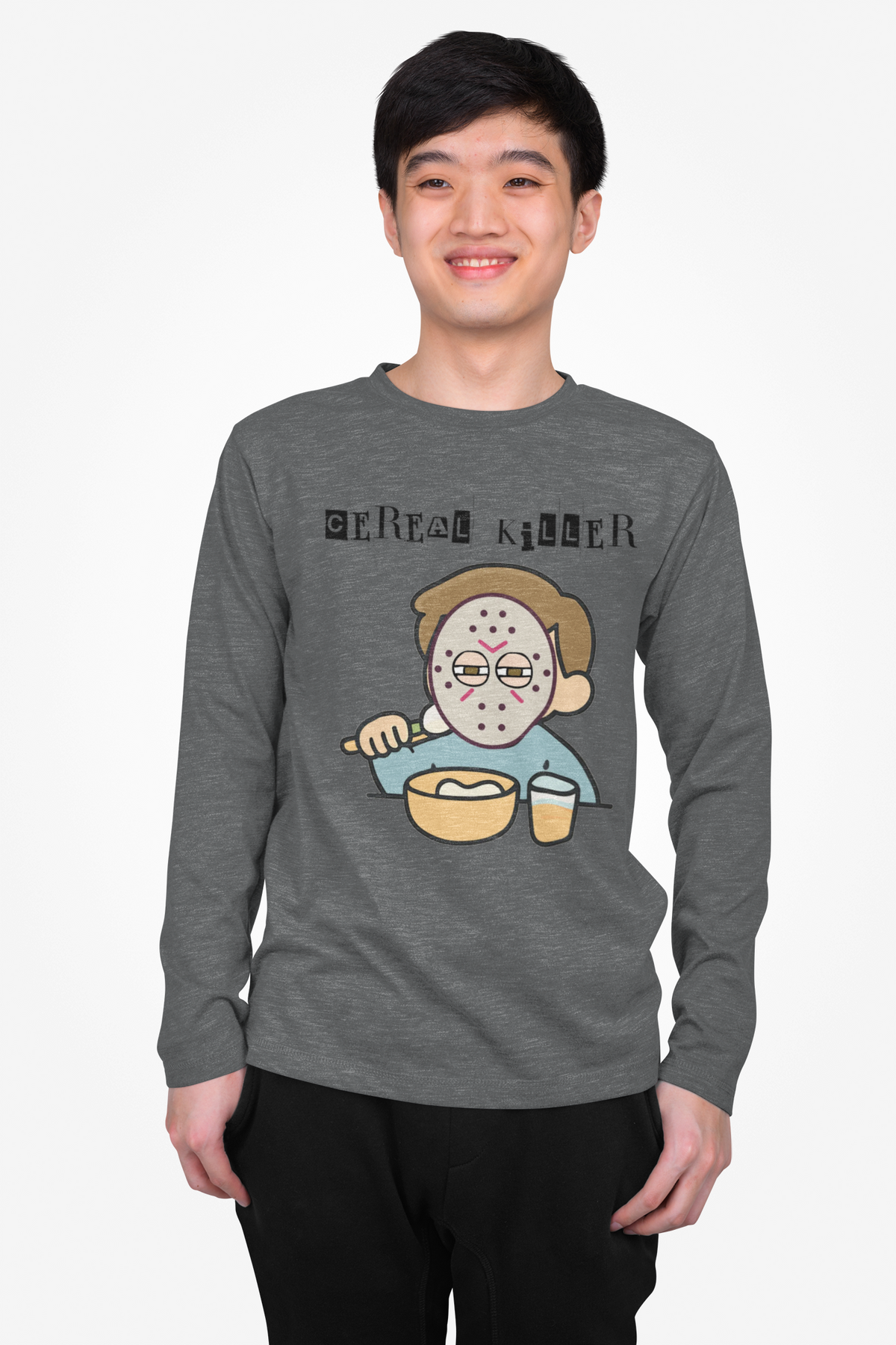 Cereal Killer Long Sleeve Tee, Funny Graphic Tee, Unisex Comfort Tee, Halloween Apparel, Quirky Gift Idea