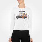 Halloween Fun Unisex Long Sleeve Tee, Spooky Shirt, Hey Boo Top, Autumn Fashion, Casual Wear, Halloween Party Shirt