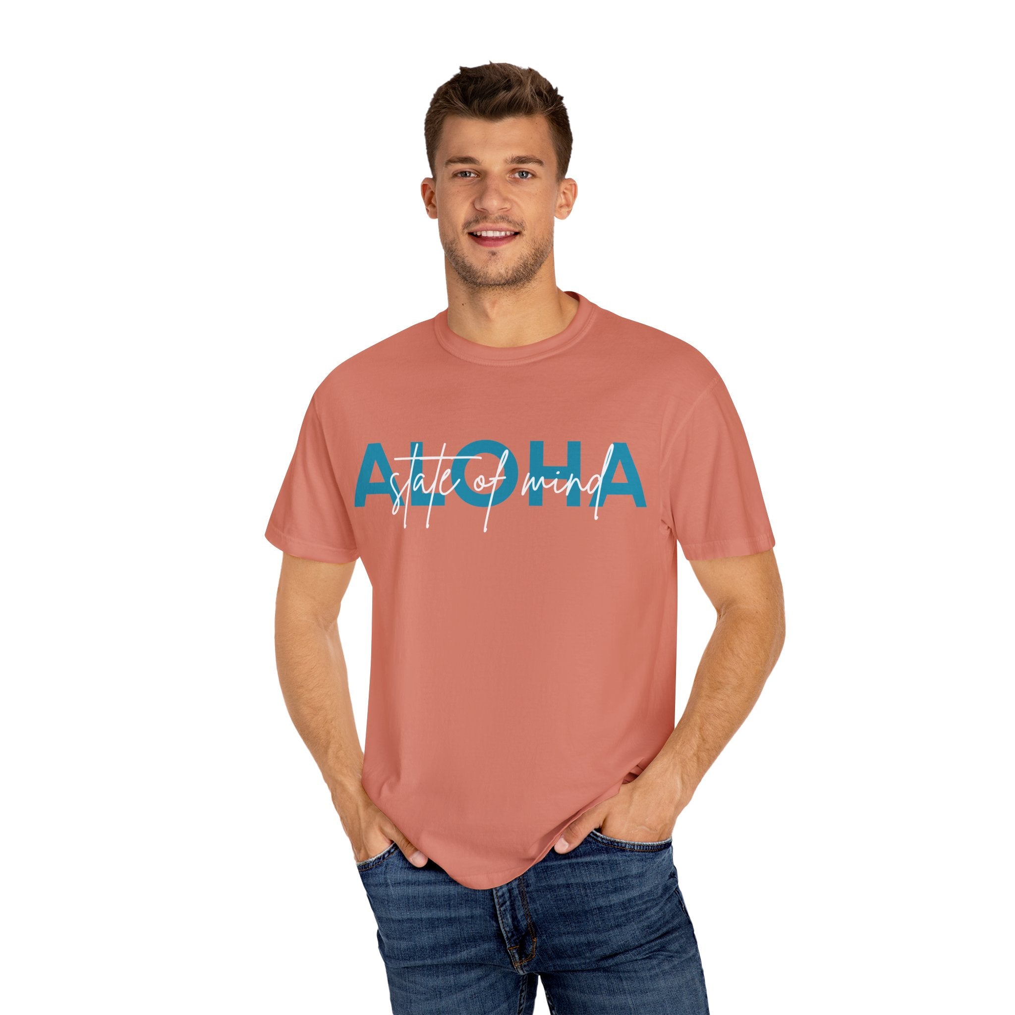 Aloha Vibes Comfort Colors Shirt – Vintage Garment-Dyed Unisex T-Shirt, Tropical Retro Tee, Coastal Beachwear, Soothing Island Style Gift