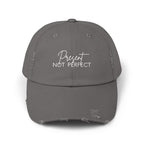 Present Not Perfect Distressed Cap - Trendy Unisex Hat for Casual Wear