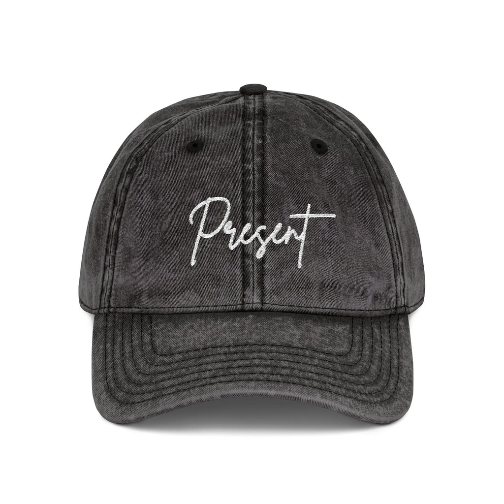 Vintage Embroidered Cap - 'Present' & 'Not Perfect'