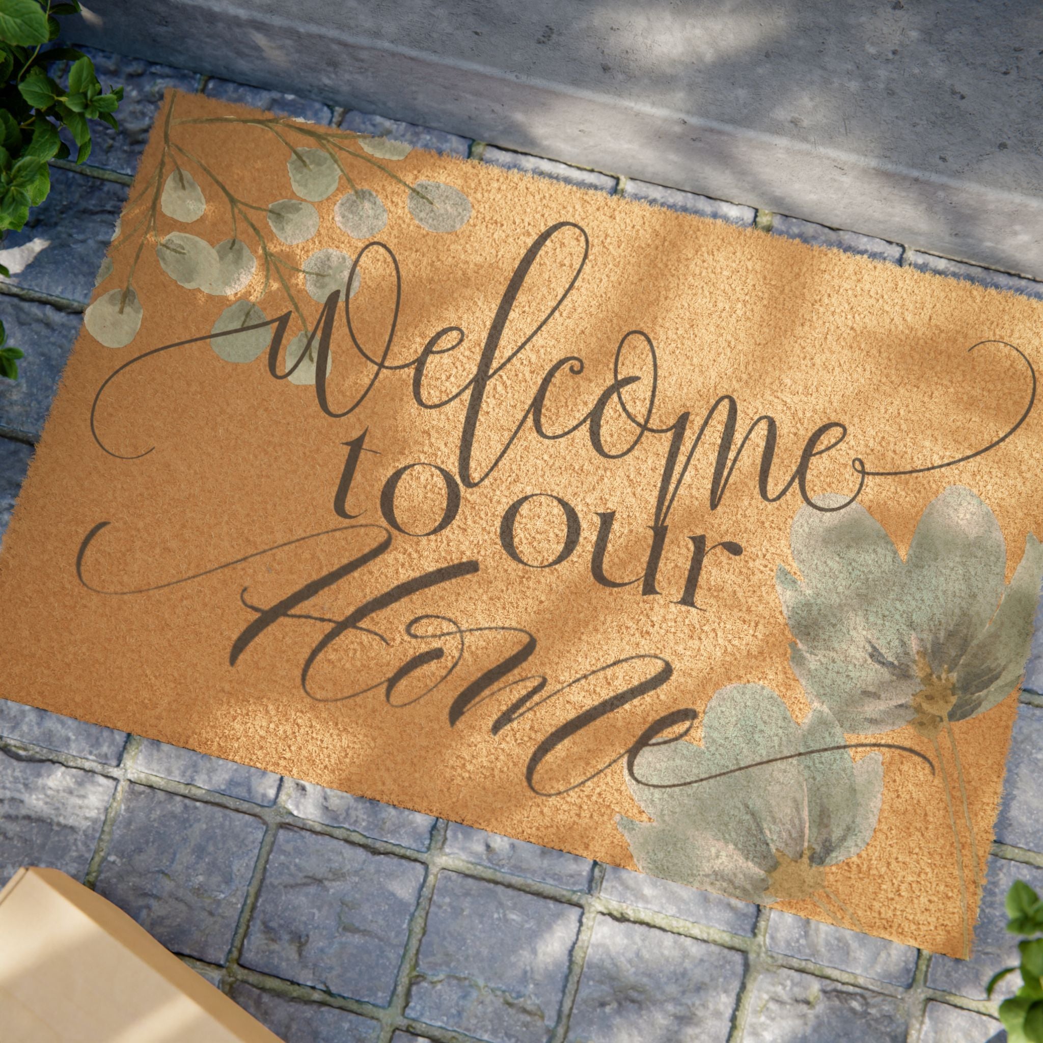 Welcome to our Home Doormat with Elegant Floral Design