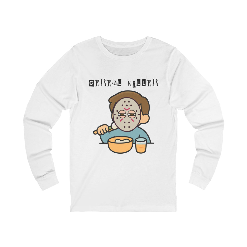 Cereal Killer Long Sleeve Tee, Funny Graphic Tee, Unisex Comfort Tee, Halloween Apparel, Quirky Gift Idea