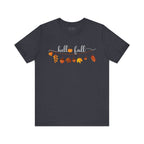 Fall-Themed Unisex T-Shirt - Hello Fall Graphic Tee, Autumn Apparel, Seasonal Gift, Cozy Casual Wear, Halloween Top