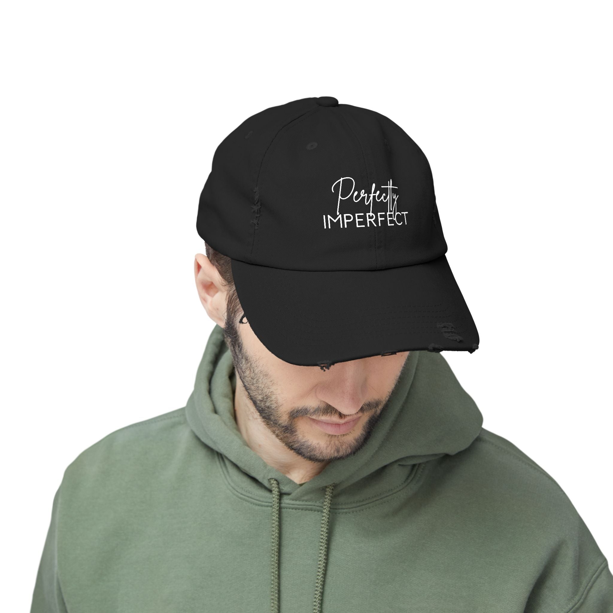 Perfectly Imperfect Distressed Cap - Trendy Unisex Hat for Casual Wear