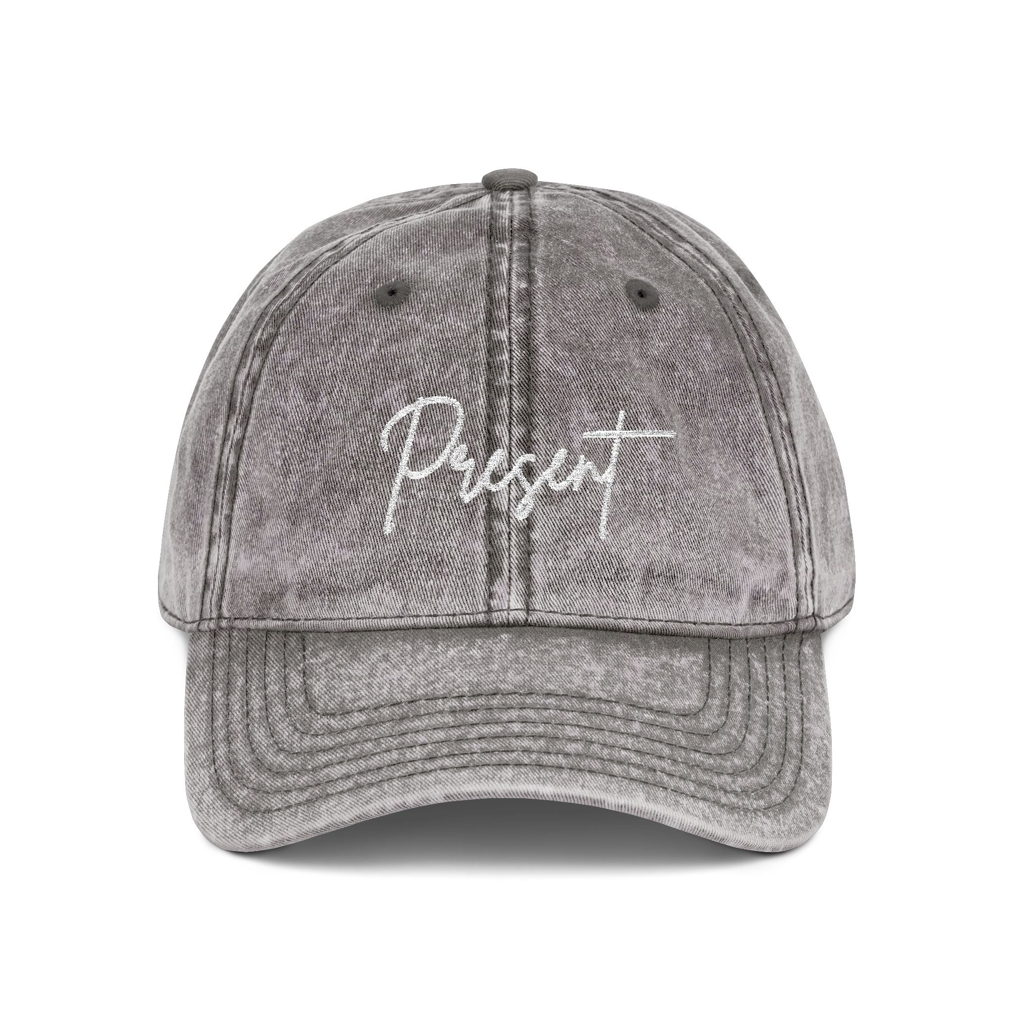 Vintage Embroidered Cap - 'Present' & 'Not Perfect'