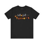 Fall-Themed Unisex T-Shirt - Hello Fall Graphic Tee, Autumn Apparel, Seasonal Gift, Cozy Casual Wear, Halloween Top